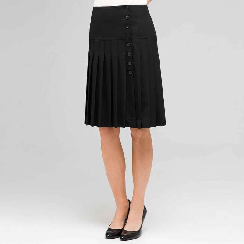 Side Button Pleated Skirt