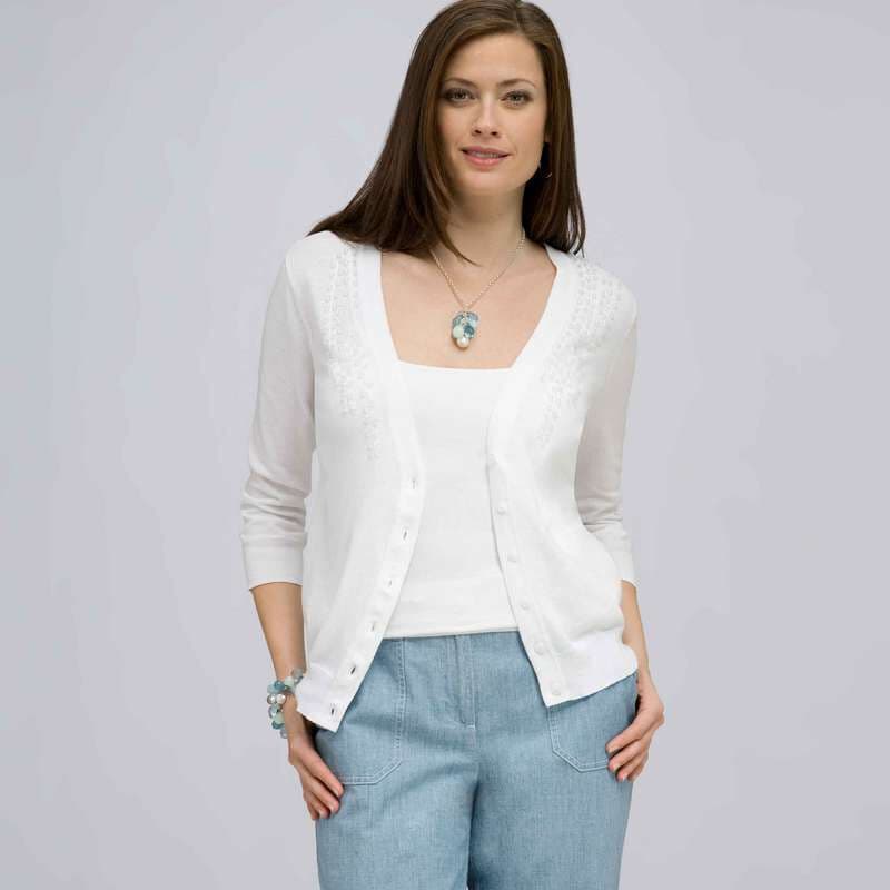 Beaded 3/4 Sleeve Cardigan.